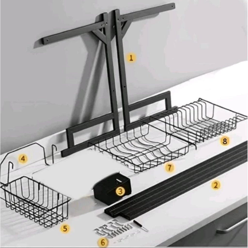 Escorredor Rack Aço Inoxidável 65cm Ajustável Organizador Louça Preto Suspenso Modular Cozinha