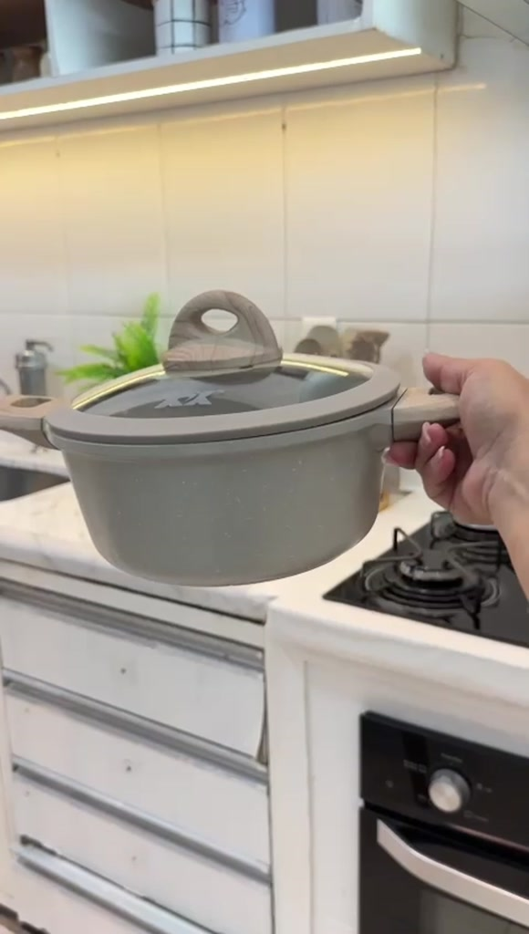 Jogo de Panelas 5 Peças Indução Gás Conjunto de Panelas Revestido em Cerâmica Granito Antiaderente Frigideira Caçarola