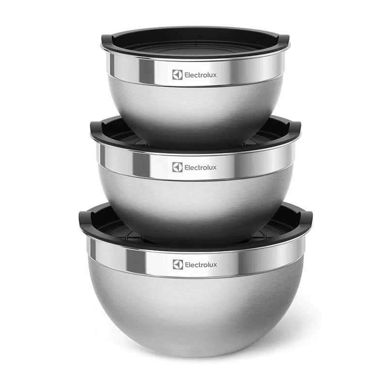 Conjunto de Bowls Tigelas de Inox com Tampa Plástica - Electrolux - bowl - tigela - bowl inox