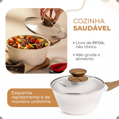 Jogo De Panelas Indução Kit 10 Peças Revestimento Cerâmico Style Cook Marmol - Mimo Style Premium