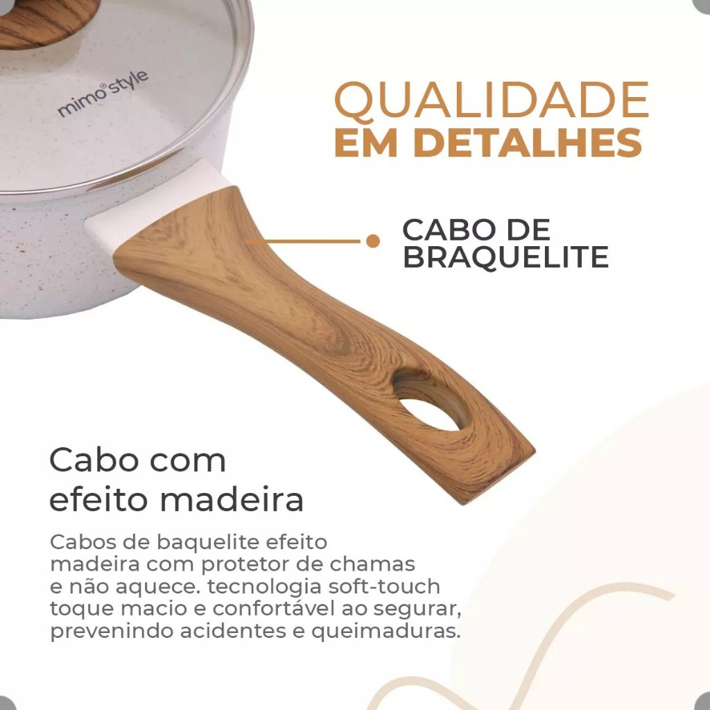 Jogo De Panelas Indução Kit 10 Peças Revestimento Cerâmico Style Cook Marmol - Mimo Style Premium