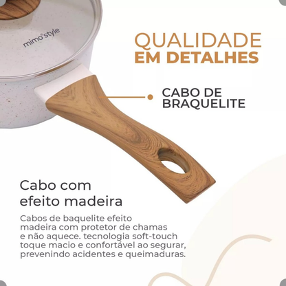 Jogo De Panelas Indução Kit 10 Peças Revestimento Cerâmico Style Cook Marmol - Mimo Style Premium