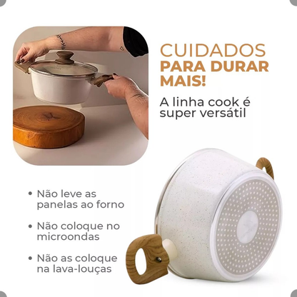 Jogo De Panelas Indução Kit 10 Peças Revestimento Cerâmico Style Cook Marmol - Mimo Style Premium