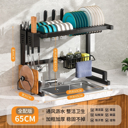 Escorredor Rack Aço Inoxidável 65cm Ajustável Organizador Louça Preto Suspenso Modular Cozinha