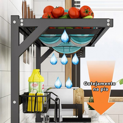 Escorredor Rack Aço Inoxidável 65cm Ajustável Organizador Louça Preto Suspenso Modular Cozinha