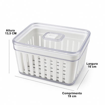 Kit Organizador de Geladeira 3.8 Litros Cesto Com Tampa Multiuso Alimentos Verduras e Vegetais