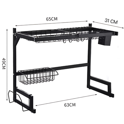 Escorredor Rack Aço Inoxidável 65cm Ajustável Organizador Louça Preto Suspenso Modular Cozinha
