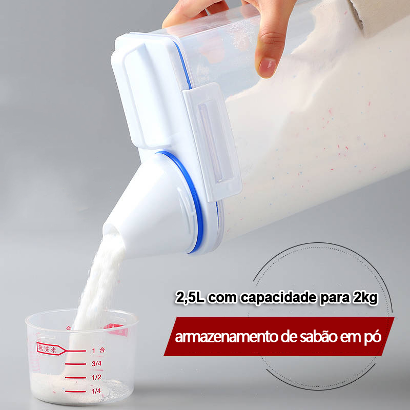 2PCS Dispenser Organizador Lavanderia 2,5L Ideal para Arroz Grãos Produtos de Limpeza e Ração Multiuso
