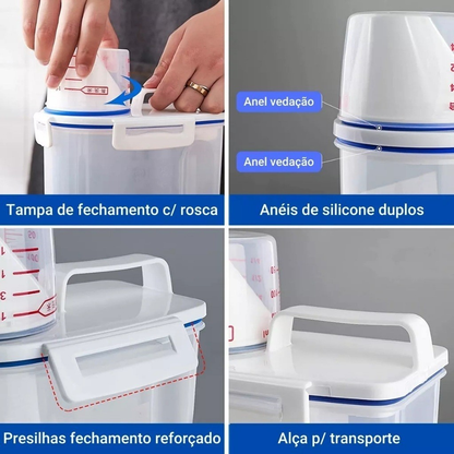 2PCS Dispenser Organizador Lavanderia 2,5L Ideal para Arroz Grãos Produtos de Limpeza e Ração Multiuso