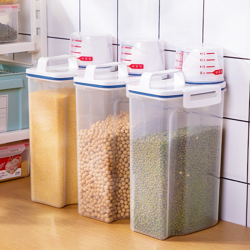 2PCS Dispenser Organizador Lavanderia 2,5L Ideal para Arroz Grãos Produtos de Limpeza e Ração Multiuso