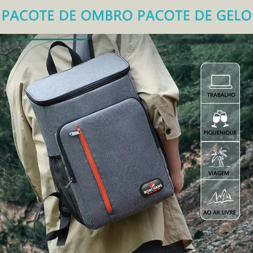 Mochila Térmica Grande 20L Cooler Portátil Resistente Impermeável Piqueniques Viagens Esportes Ar Livre