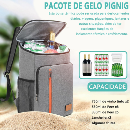 Mochila Térmica Grande 20L Cooler Portátil Resistente Impermeável Piqueniques Viagens Esportes Ar Livre