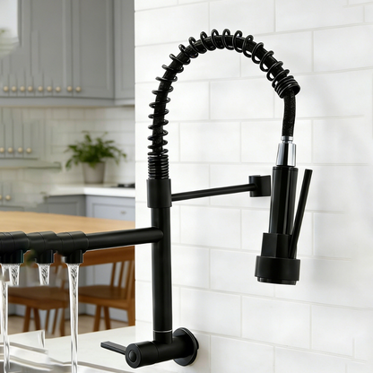Torneira De Cozinha Gourmet Alça Única Com Extensor De Spray Tubo De Água Flexível Superior Prateado Para Ajuste
