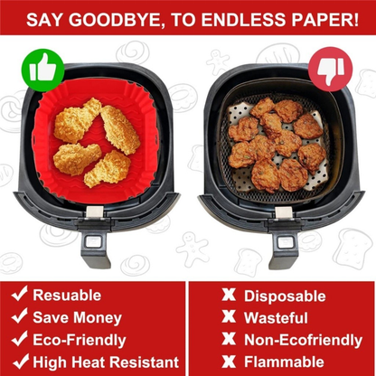 Kit 1/2/3 Formas de Silicone Quadrada 16x16cm Assadeira Air Fryer e Forno Forma para Fritadeira Elétrica com Alça