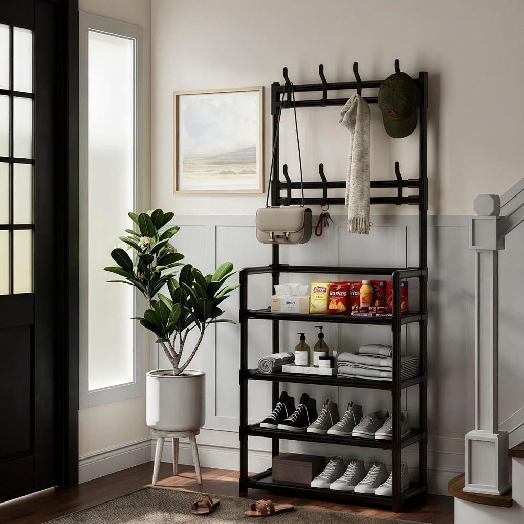 Arara 4/5 Andares Multiuso c/ Sapateira, Cabideiro e Suporte p/ Roupas, Tênis e Closet Quarto