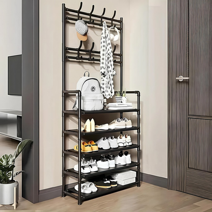 Arara 4/5 Andares Multiuso c/ Sapateira, Cabideiro e Suporte p/ Roupas, Tênis e Closet Quarto